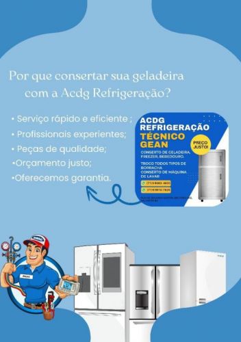 Acdg refrigeração conserto de geladeira bebedouro e freezer refrigeração em Salvador Bahia  727094