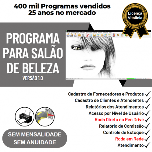 Programa para Salão de Beleza e Estética em geral com  Produtos e Estoque v1.0 - Fpqsystem 718436