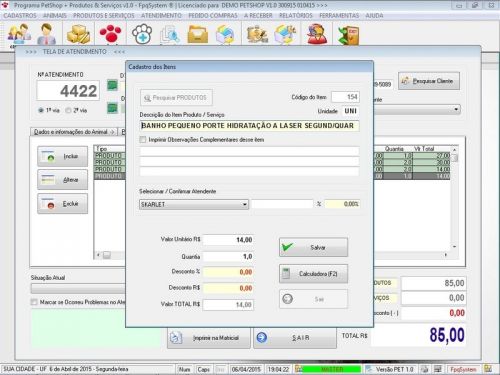Programa para Petshop e Veterinária  Produtos e Serviços v1.0 - Fpqsystem 718450