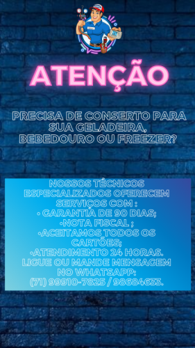 Atendimento de geladeira bebedouro e freezer em Salvador Bahia com Acdg Refrigeração. 728732