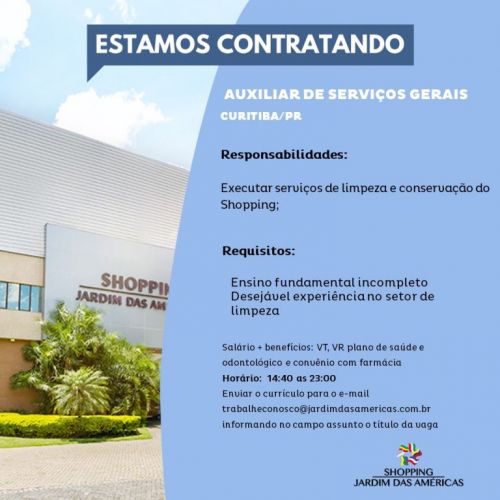 Auxiliar de Serviços Gerais 727885