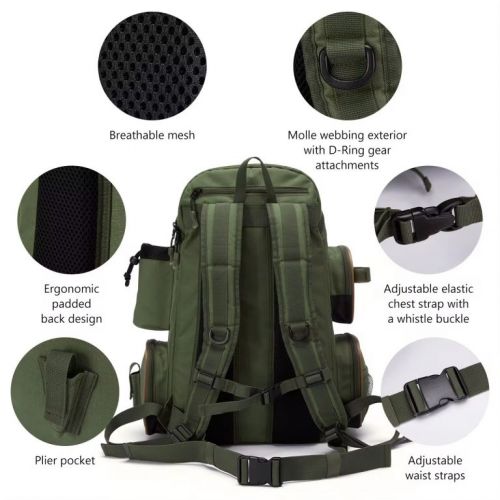 Mochila para Pesca Multifuncional Profissional Bassdash Super Resistente Espaçosa Tamanho G 727504