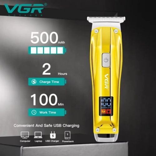 Máquina De Cortar Cabelo Barba VGR Professional Recarregável V-956 110v 220v Dourada 727529