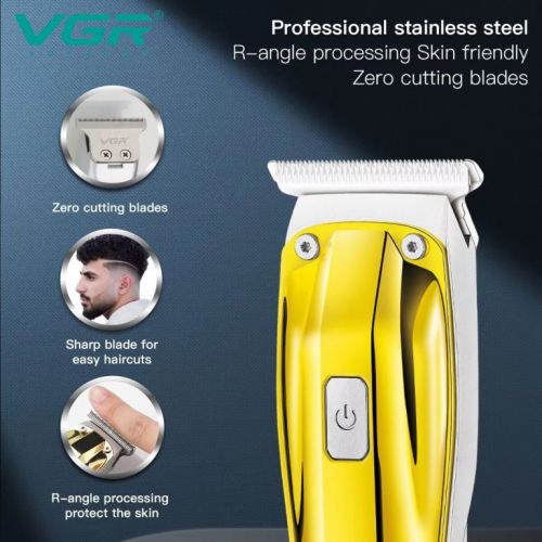 Máquina De Cortar Cabelo Barba VGR Professional Recarregável V-956 110v 220v Dourada 727528