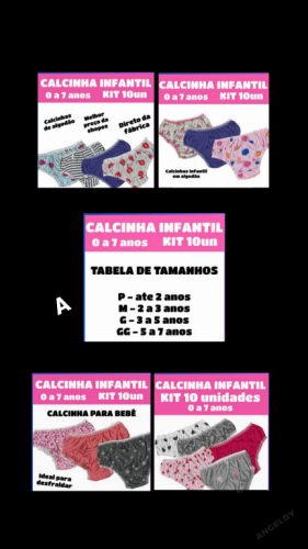 Calcinha Infantil Kit com 10 unidades 723533