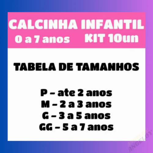 Calcinha Infantil Kit com 10 unidades 723534