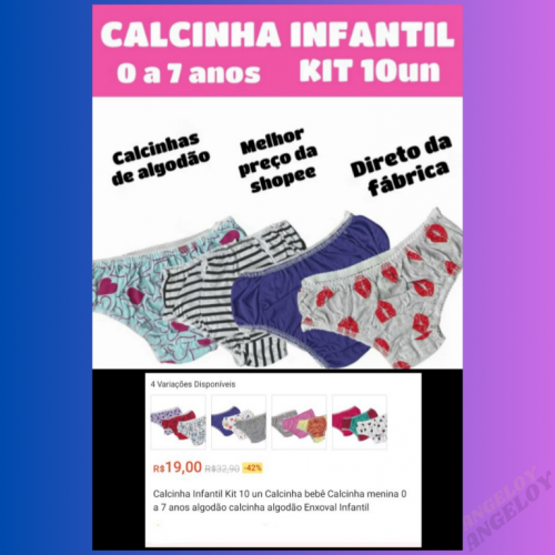 Calcinha Infantil Kit com 10 unidades 723535