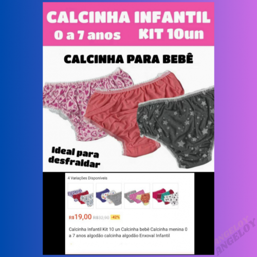 Calcinha Infantil Kit com 10 unidades 723536