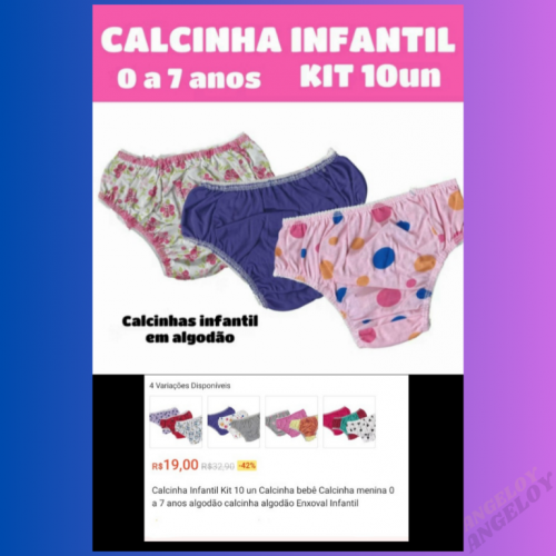 Calcinha Infantil Kit com 10 unidades 723537