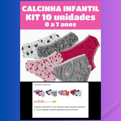 Calcinha Infantil Kit com 10 unidades 723538