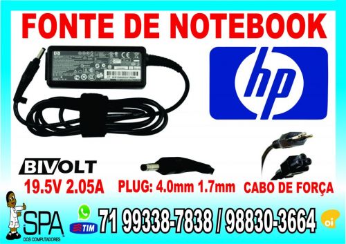 Carregador Hp Mini 19.5v 2.05a 40w Plug Preto 4.0mm x 1.7mm em Salvador Ba 717203