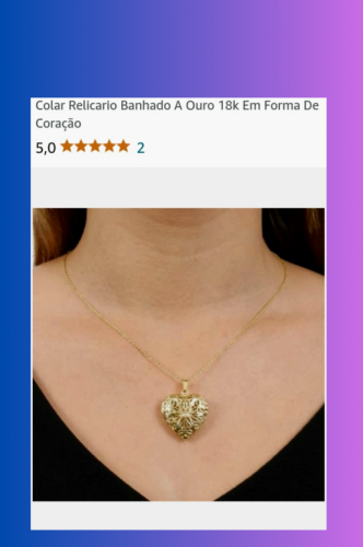 Colar relicario banhado a ouro 713583