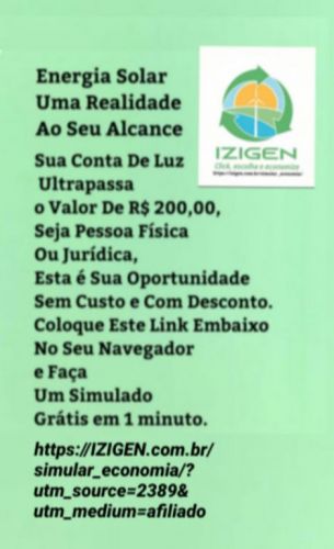 Com a Izigen Energia Solar Você Pode Sem Custo e Com Desconto. 730350