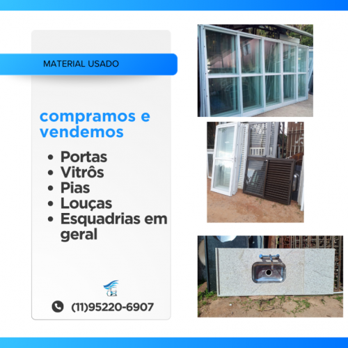 compro portas janelas e pias em Butantã  709414