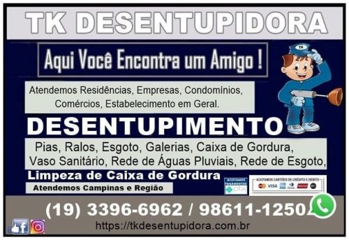 Desentupidora de Canos em Campinas e Região Orçamento Grátis 710134