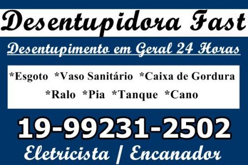 Desentupidora no Parque Jambeiro em Campinas 19-992312502 Desentupidor de Ralo em Campinas 620678