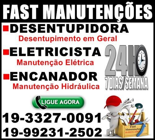 Fast Manutenções 19-3327-0091 Desentupidora Eletricista Encanador no Cambuí em Campinas  722395