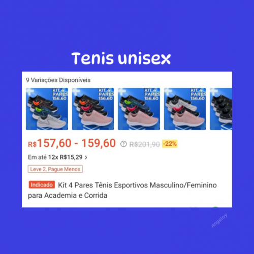 Kits 4 pares de tenis unisex 717123