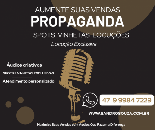 Locução propaganda gravada de vinhetas comerciais 727640