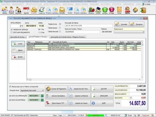 Programa Os Serviços Diversos com Vendas Financeiro e Estatísticas v5.6 Plus - Fpqsystem 656975