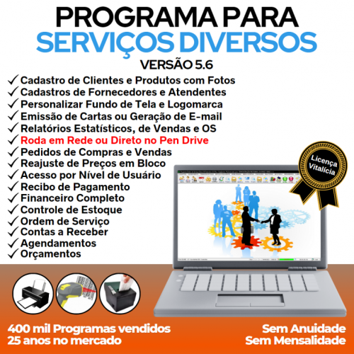 Programa Os Serviços Diversos com Vendas Financeiro e Estatísticas v5.6 Plus - Fpqsystem 656987