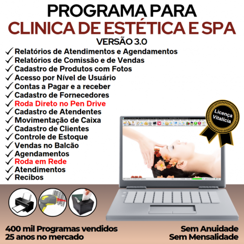 Programa Clinica de Estética e Spa Agendamento Vendas e Financeiro v3.0 - Fpqsystem 718573