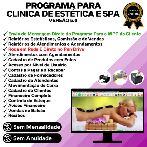 Programa Clinica de Estética e Spa Agendamento Vendas e Financeiro v5.0 Plus Whatsapp - Fpqsystem 718948