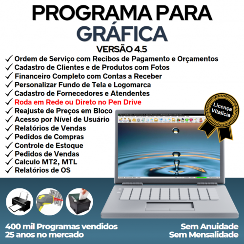 Programa Gráfica Rápida com Cadastro de Clientes Serviços e Financeiro v4.5 - Fpqsystem 718563