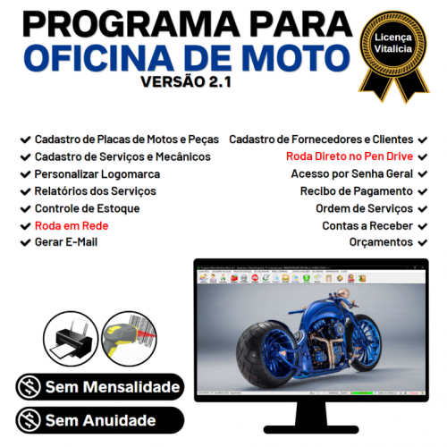 Programa Ordem de Serviço para Oficina Mecânica Moto Estoque v2.1 - Fpqsystem 718914