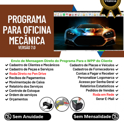 Programa Os Oficina Mecânica com Check List Vendas Estoque e Financeiro v6.0 Plus Whatsapp - Fpqsystem 718883