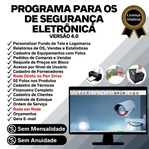 Programa Os Segurança Eletrônica  Vendas  Estoque e Financeiro v4.0 - Fpqsystem 681676