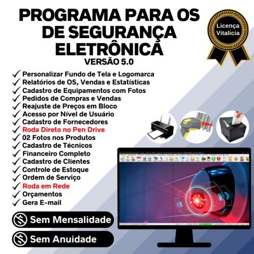 Programa Os Segurança Eletrônica  Vendas  Estoque e Financeiro v5.0 Plus - Fpqsystem 681762