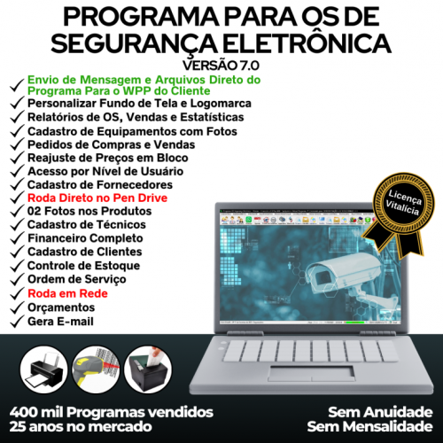 Programa Os Segurança Eletrônica  Vendas  Estoque e Financeiro v7.0 Plus  Whatsapp - Fpqsystem 681882