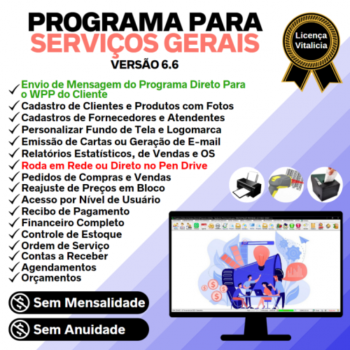 Programa Os Serviços Gerais com Vendas Financeiro e Estatística v6.6 Plus Whatsapp - Fpqsystem 718837