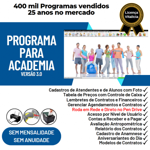 Programa para Academia com Agendamento Contrato e Financeiro v3.0 Plus - Fpqsystem 718798