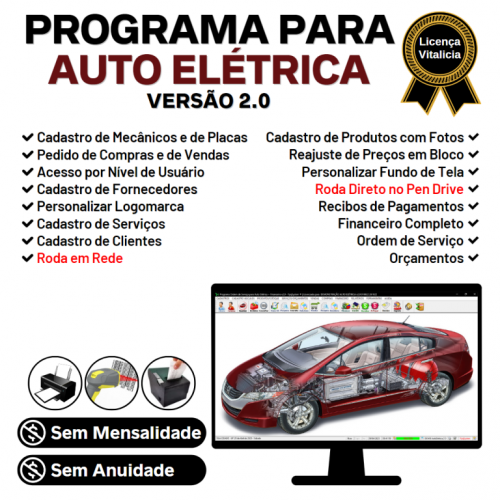 Programa para Autoelétrico  Ordem de Serviço Vendas e Financeiro v2.0 - Fpqsystem 718539