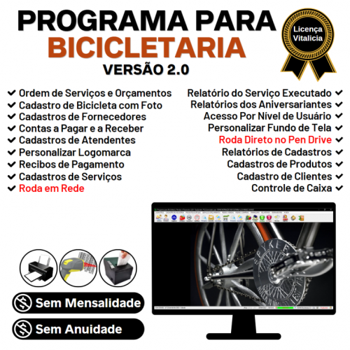 Programa para Bicicletaria com Ordem de Serviço Vendas e Financeiro v2.0 - Fpqsystem 718531