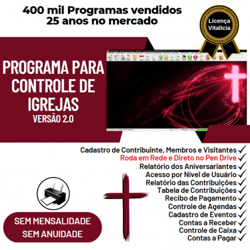 Programa para Controle de Igrejas  Agendamento  Financeiro v2.0 - Fpqsystem 718544