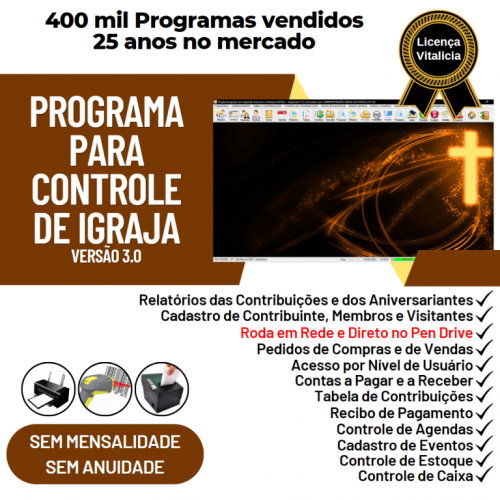 Programa para Controle de Igrejas com Financeiro v3.0 Plus - Fpqsystem 718823