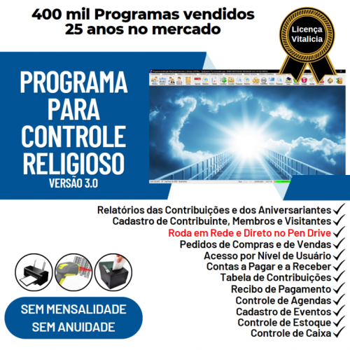 Programa para Controle Religioso Cadastro de Membros Carteirinha e Financeiro v3.0 - Fpqsystem 718816