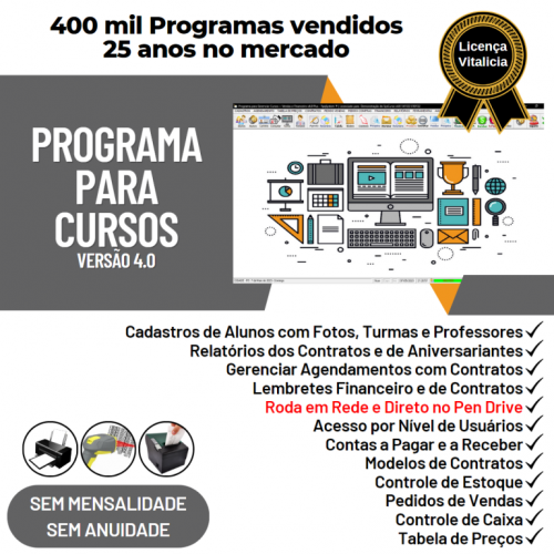 Programa para Cursos com Agendamento Contrato Financeiro e Vendas v4.0 Plus - Fpqsystem 718812