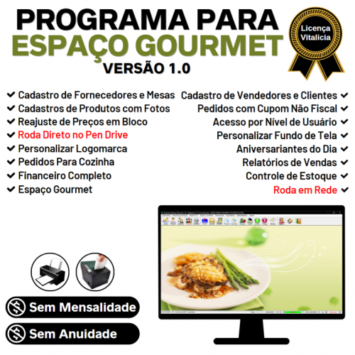 Programa para Espaço Gourmet Bares e Restaurantes Pdv v1.0 - Fpqsystem 718571