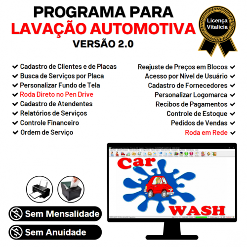 Programa para Lavagem Automotiva com Ordem de Serviço Vendas e Financeiro v2.0 - Fpqsystem 718548