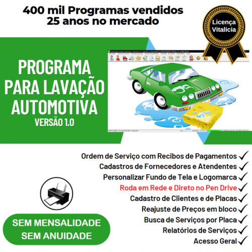 Programa para Lavagem Automotiva com Serviços e Clientes v1.0 - Fpqsystem 718547