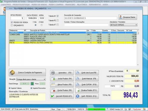 Programa para Loja de Moveis com Controle de Estoque Pedido de Vendas e Financeiro v2.0 - Fpqsystem 655511