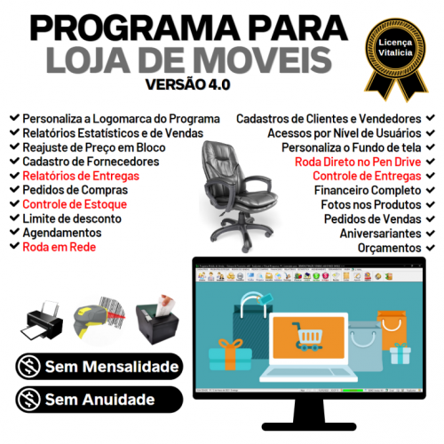 Programa para Loja de Moveis com Controle de Estoque Pedido de Vendas e Financeiro v4.0 Plus - Fpqsystem 656256