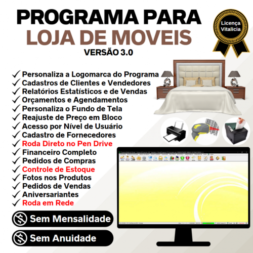 Programa para Loja de Moveis  Controle de Estoque Pedido de Vendas e Financeiro v3.0 Plus - Fpqsystem 656257