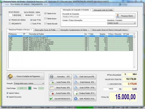 Programa para Loja de Moveis  Controle de Estoque Pedido de Vendas e Financeiro v3.0 Plus - Fpqsystem 656261