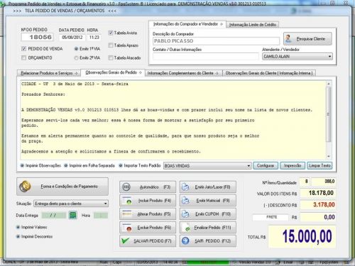 Programa para Loja de Moveis  Controle de Estoque Pedido de Vendas e Financeiro v3.0 Plus - Fpqsystem 656262