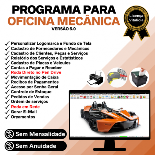 Programa para Oficina Mecânica com Check List  Vendas e Financeiro v5.0 - Fpqsystem 718554